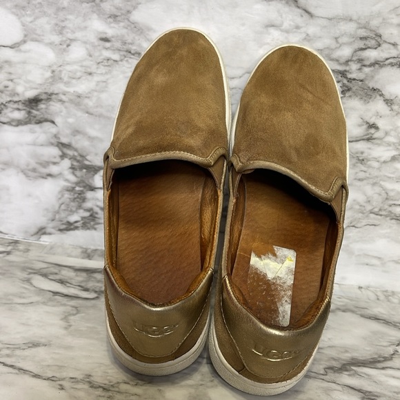 UGG Jass Slip On Suede Sneakers Shoes Gold Brown Chestnut Womens Sz 9 - Picture 8 of 14